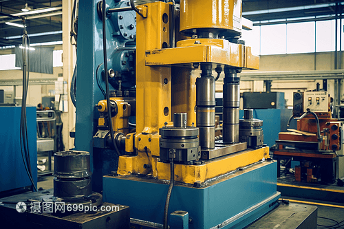 工業環境中的液壓機攝影圖
